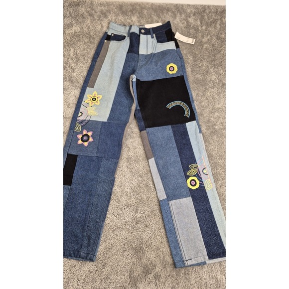 NWT Urban Outfitters BDG Patchwork High Rise Baggy Jeans Women 26x31 Boho Hippie - Picture 4 of 13
